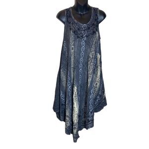 Riviera sun sleeveless umbrella dress grey mineral wash w bleach look nwt